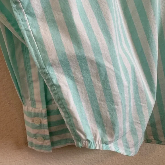 AYR Womens The Deep End Mint Green Striped Button Up Shirt Top - Picture 10 of 16